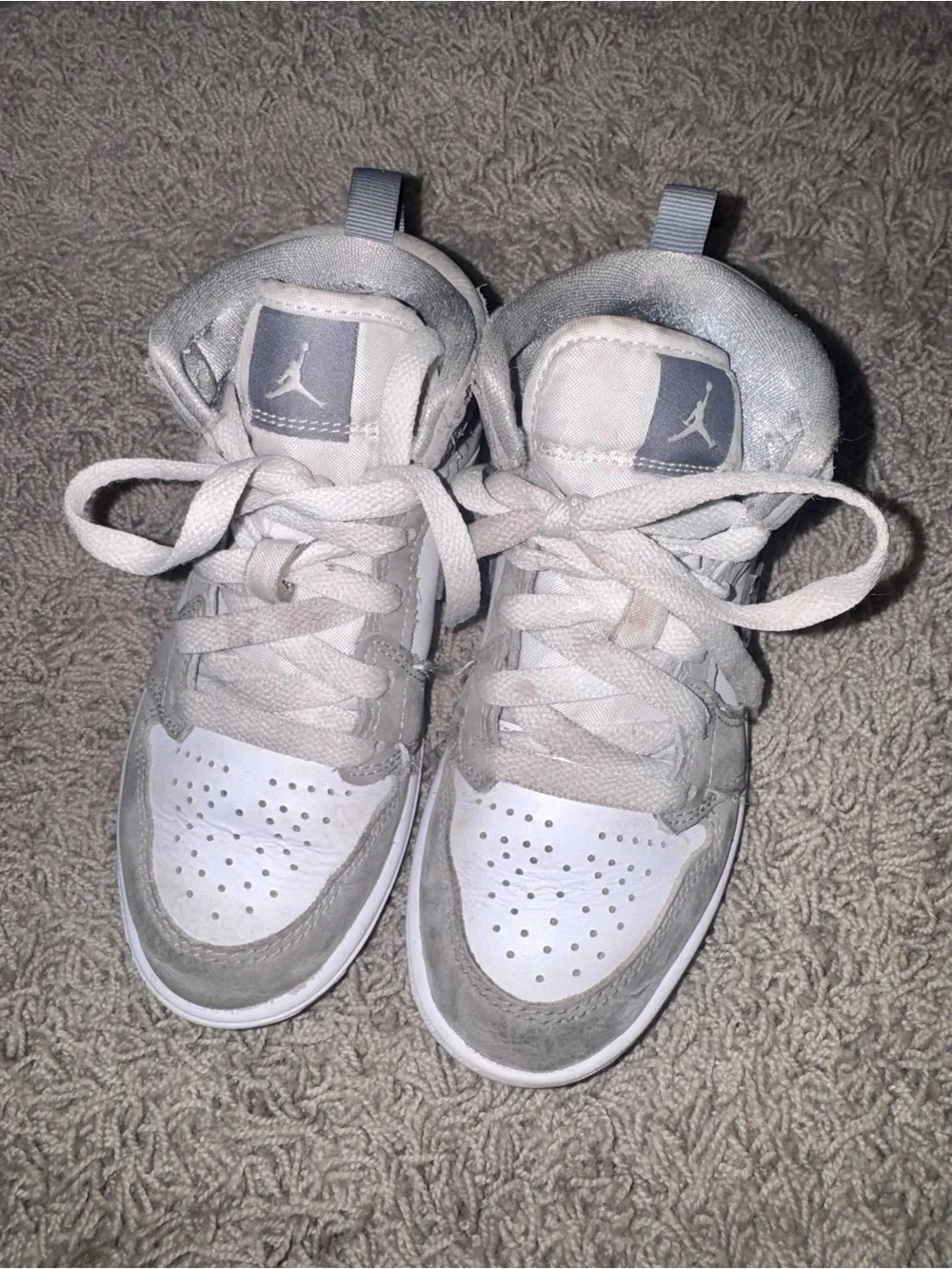 Jordan Kids Mid-Top Sneakers — White and Light Gray
